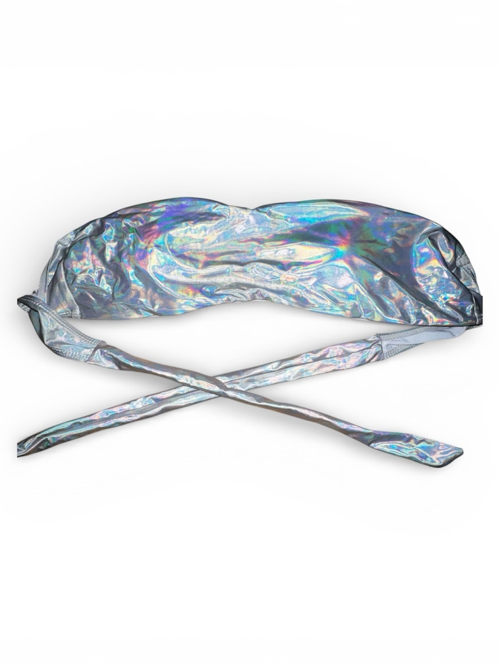 iHeartRaves Holographic Silver Bandeau Bikini Top